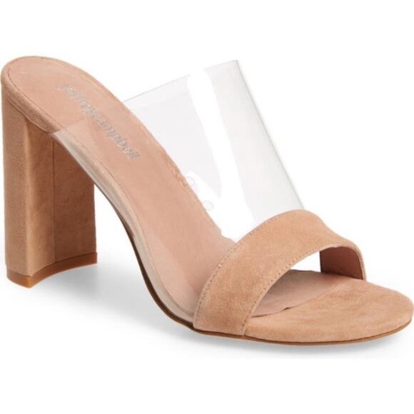 Jeffrey Campbell Blush Suede Clear Keira Slide Sandal Sz 9.5 - Picture 1 of 13